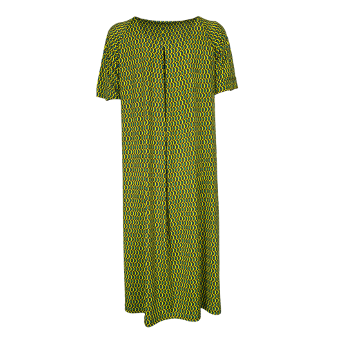 FEELING by JUSTMINE women's flared dress patterned brown/yellow/green E2736 6106 MADE IN ITALY
