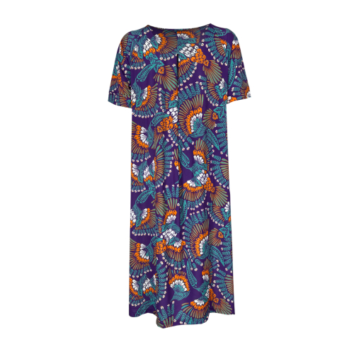 FEELING by JUSTMINE women's flared dress purple/multicolor E2736 6104 MADE IN ITALY
