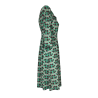 JUSTMINE women's dress green/pink/black cherry pattern E2790 1136 SHORT KAFTAN MADE IN ITALY