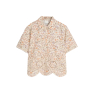 INDI&COLD camicia donna fantasia floreale ecru con ricami in tinta MC197 100% cotone sostenibile