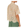 INDI&COLD camicia donna fantasia floreale ecru con ricami in tinta MC197 100% cotone sostenibile