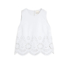 INDI&COLD top donna bianco con ricami in tinta MC196S 100% cotone sostenibile