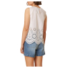 INDI&COLD top donna bianco con ricami in tinta MC196S 100% cotone sostenibile