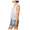 INDI&COLD top donna bianco con ricami in tinta MC196S 100% cotone sostenibile