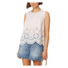 INDI&COLD top donna bianco con ricami in tinta MC196S 100% cotone sostenibile