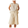 INDI&COLD camicia donna ecru ricami neri BK246.LORE 100% cotone sostenibile