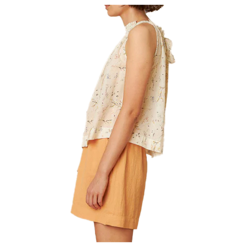 INDI&COLD top donna all’americana fantasia floreale ecru/multicolor AD151 100% cotone organico