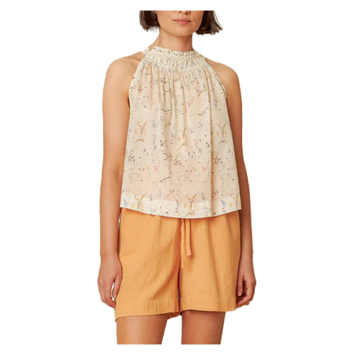 INDI&COLD top donna all’americana fantasia floreale ecru/multicolor AD151 100% cotone organico