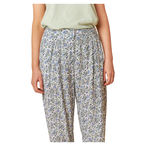 INDI&COLD pantalone donna fantasia floreale ghiaccio/azzurro AD201.ANATE