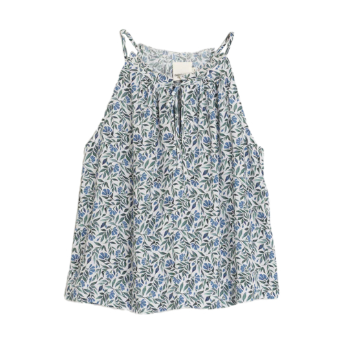 INDI&COLD top donna all’americana fantasia floreale ghiaccio/azzurro AD202 50% viscosa sostenibile 50% viscosa