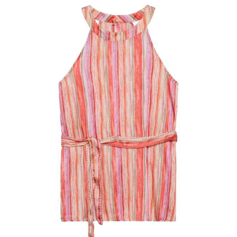 NEKANE top donna scollo americana righe fuxia multicolor UMAN 100% viscosa