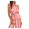 NEKANE top donna scollo americana righe fuxia multicolor UMAN 100% viscosa