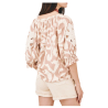 Nüd by NEKANE women's blouse ecru/camel ecru pattern CLARY 85% viscose 15% polyamide