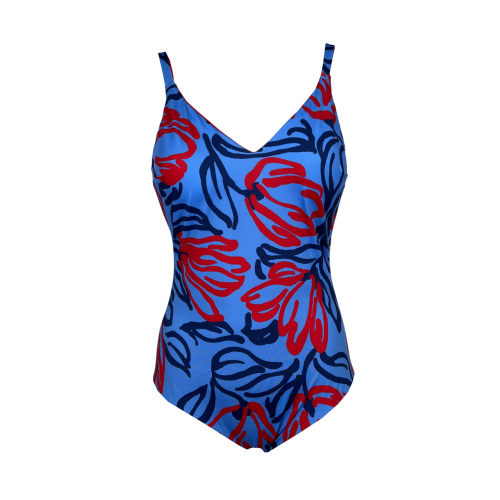 FEELING by JUSTMINE costume intero double-face coppa C azzurro/blu/rosso A784C 6102 MADE IN ITALY