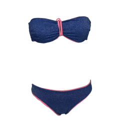 JUSTMINE bikini fascia foderata double-face lurex azzurro/rosa B2866 1158 MADE IN ITALY