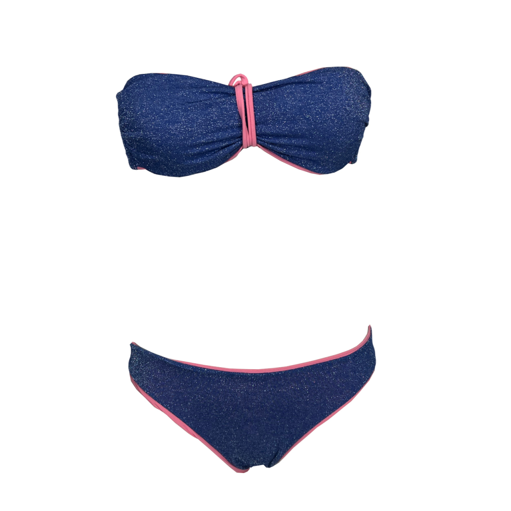 JUSTMINE bikini fascia foderata double-face lurex azzurro/rosa B2866 1158 MADE IN ITALY JUSTMINE bikini fascia foderata double-face lurex azzurro/rosa B2866 1158 MADE IN ITALY