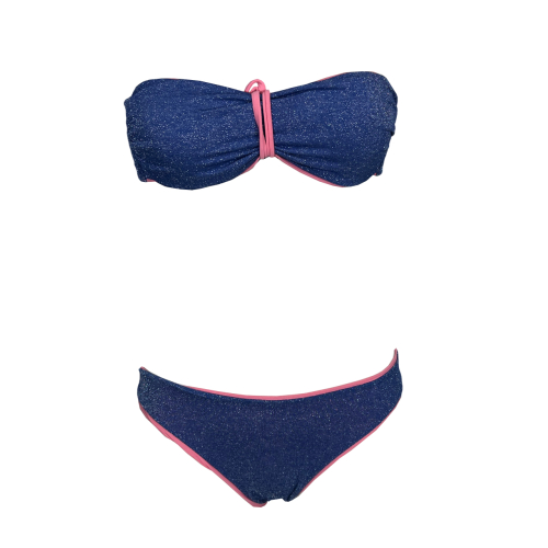 JUSTMINE bikini bandeau lined double-face lurex light blue/pink B2866 1158 MADE IN ITALY