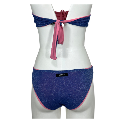 JUSTMINE bikini bandeau lined double-face lurex light blue/pink B2866 1158 MADE IN ITALY