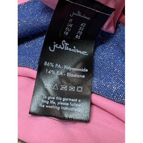JUSTMINE bikini bandeau lined double-face lurex light blue/pink B2866 1158 MADE IN ITALY