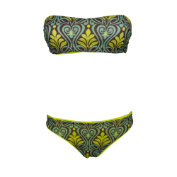 JUSTMINE bikini fascia foderata double-face lurex fantasia acqua/giallo/moro B2866 1159 MADE IN ITALY