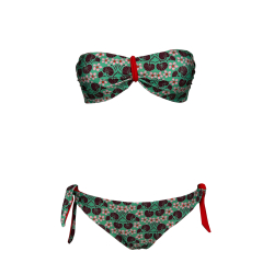 JUSTMINE bikini fascia foderata double-face verde/rosa/bordeaux B2770 1136 MADE IN ITALY