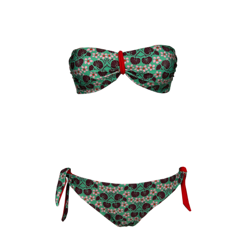 JUSTMINE bikini fascia foderata double-face verde/rosa/bordeaux B2770 1136 MADE IN ITALY