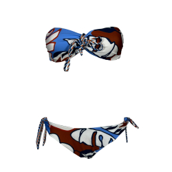 JUSTMINE bikini fascia foderata double-face blu/bianco/mattone B2770 1139 MADE IN ITALY