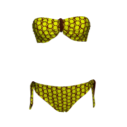 JUSTMINE bikini fascia foderata double-face giallo/mattone B2770 1140 MADE IN ITALY