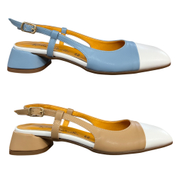 LUCREZIA D’ALTAVILLA slingback donna bicolore punta quadrata 2029 LIZ PELLE MADE IN ITALY