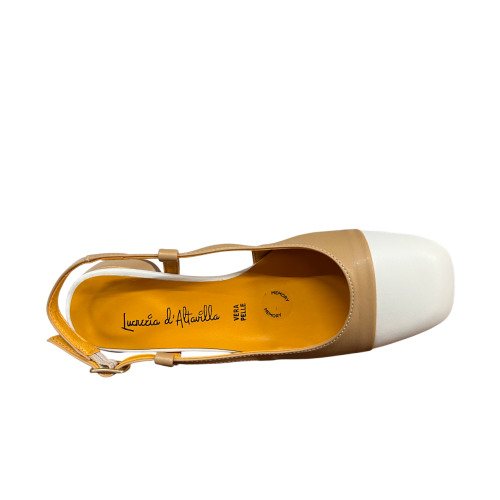 LUCREZIA D’ALTAVILLA slingback donna bicolore punta quadrata 2029 LIZ PELLE MADE IN ITALY