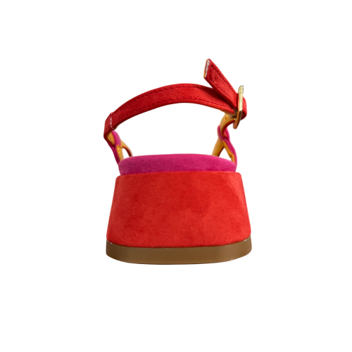 LUCREZIA D’ALTAVILLA slingback donna bicolore rosso/fuxia tessuto effetto camoscio 2029 LIZ MADE IN ITALY