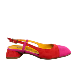 LUCREZIA D’ALTAVILLA slingback donna bicolore rosso/fuxia tessuto effetto camoscio 2029 LIZ MADE IN ITALY