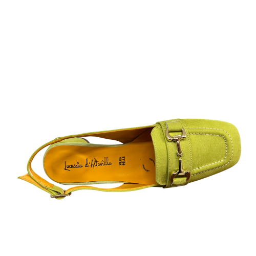 LUCREZIA D’ALTAVILLA slingback donna lime accessorio dorato 2025 MADE IN ITALY
