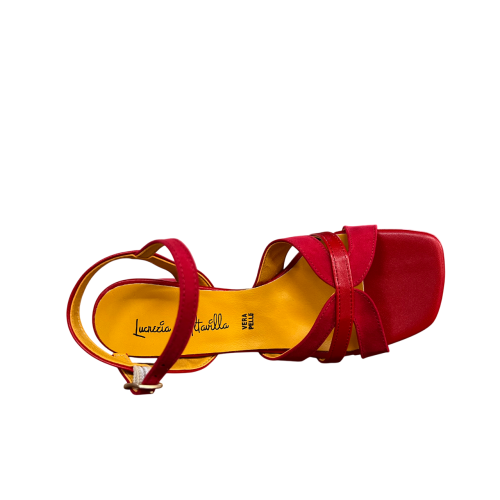 LUCREZIA D’ALTAVILLA red sandal leather/suede effect fabric 6221 MADE IN ITALY