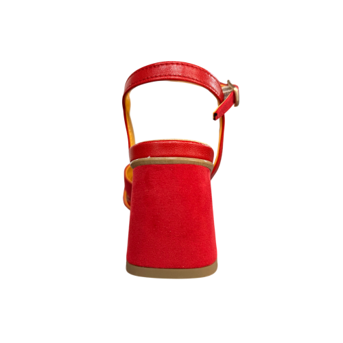 LUCREZIA D’ALTAVILLA sandalo rosso pelle/tessuto effetto camoscio 6221 MADE IN ITALY