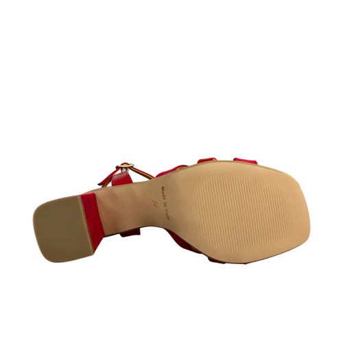 LUCREZIA D’ALTAVILLA red sandal leather/suede effect fabric 6221 MADE IN ITALY