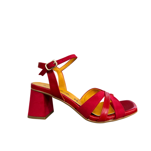 LUCREZIA D’ALTAVILLA red sandal leather/suede effect fabric 6221 MADE IN ITALY