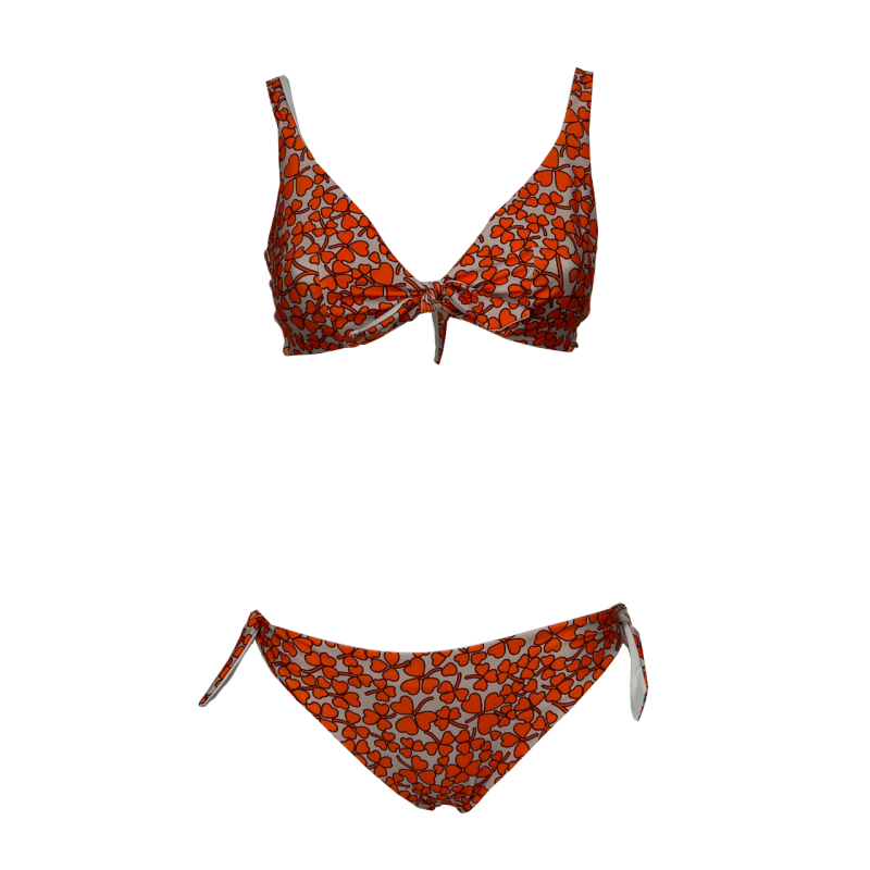 JUSTMINE bikini vela double-face coppa C fiori beige/arancio B2699C  1144 MADE IN ITALY