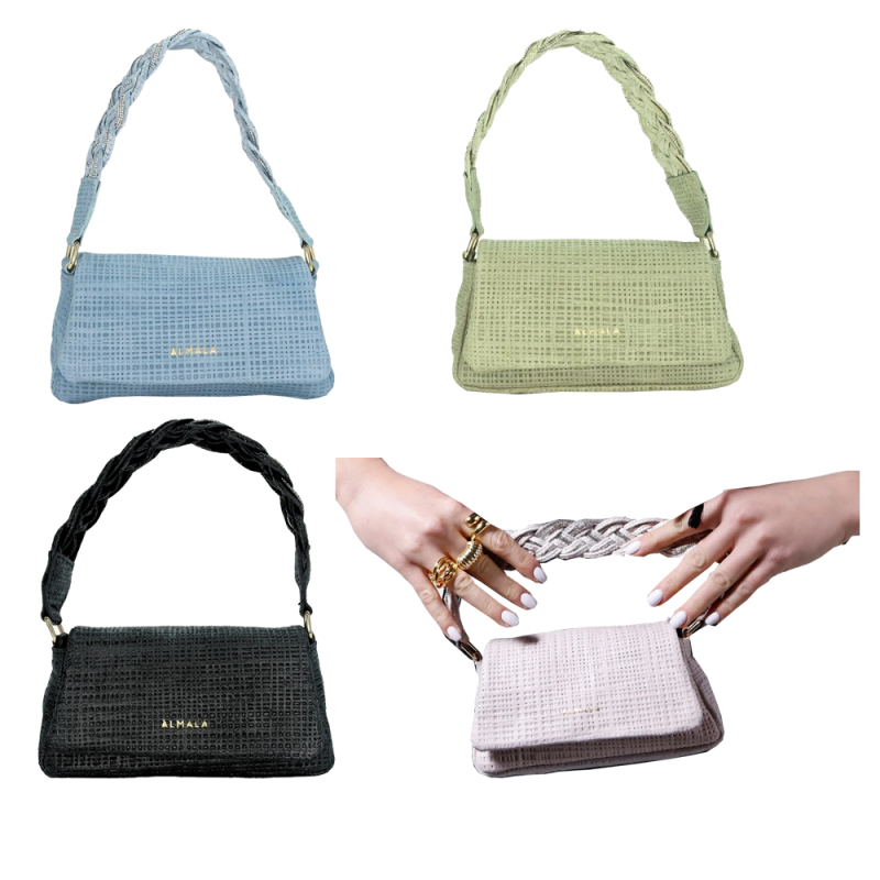 ALMALA mini bag suede effect mesh MIA 100% leather MADE IN ITALY