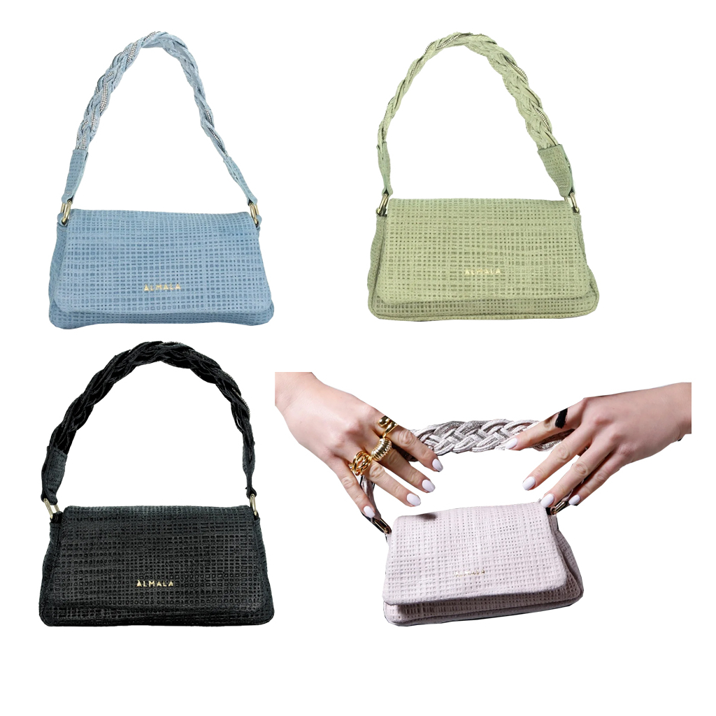 ALMALA mini bag suede effect mesh MIA 100% leather MADE IN ITALY