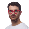 OKKIA Lauro round red reading glasses soft touch frame, equipped with spring arms