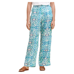 LA FEE MARABOUTEE pantalone donna lino bianco/azzurro BLANDIN-B  MADE IN ITALY