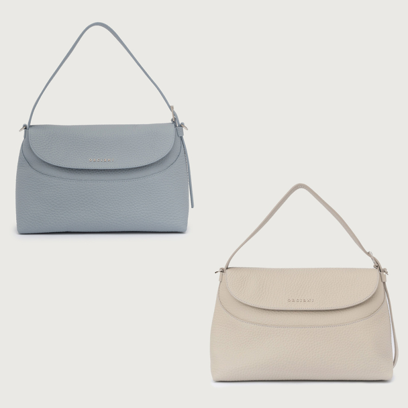 ORCIANI Borsa a spalla Nana Soft in pelle martellata con tracolla B02176 MADE IN ITALY
