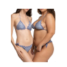 WIKINI bikini triangolo foderato lurex riga blu/panna FRU FRU RIGHE MADE IN ITALY