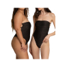 WIKINI costume donna intero nero righe lurex oro LUMIER MADE IN ITALY