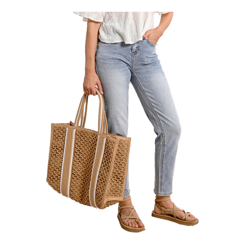 MOLLY BRACKEN Borsa Cestino in paglia intrecciata beige H162DE