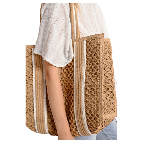 MOLLY BRACKEN Borsa Cestino in paglia intrecciata beige H162DE
