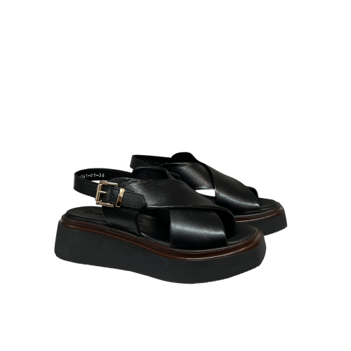 CHARLY FOX women's leather sandal black crossed 11341 100% leather MADE IN ITALY