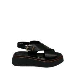 CHARLY FOX sandalo donna pelle nero incrociato 11341 100% pelle MADE IN ITALY