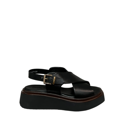 CHARLY FOX women's leather sandal black crossed 11341 100% leather MADE IN ITALY